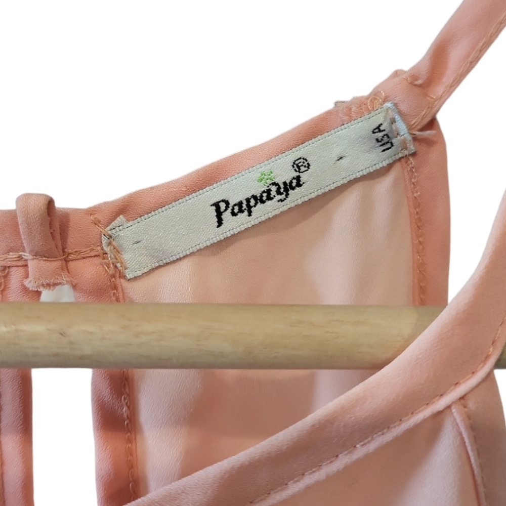 Papaya pink tank top halter neck square neckline flirty fun summer - Picture 5 of 10